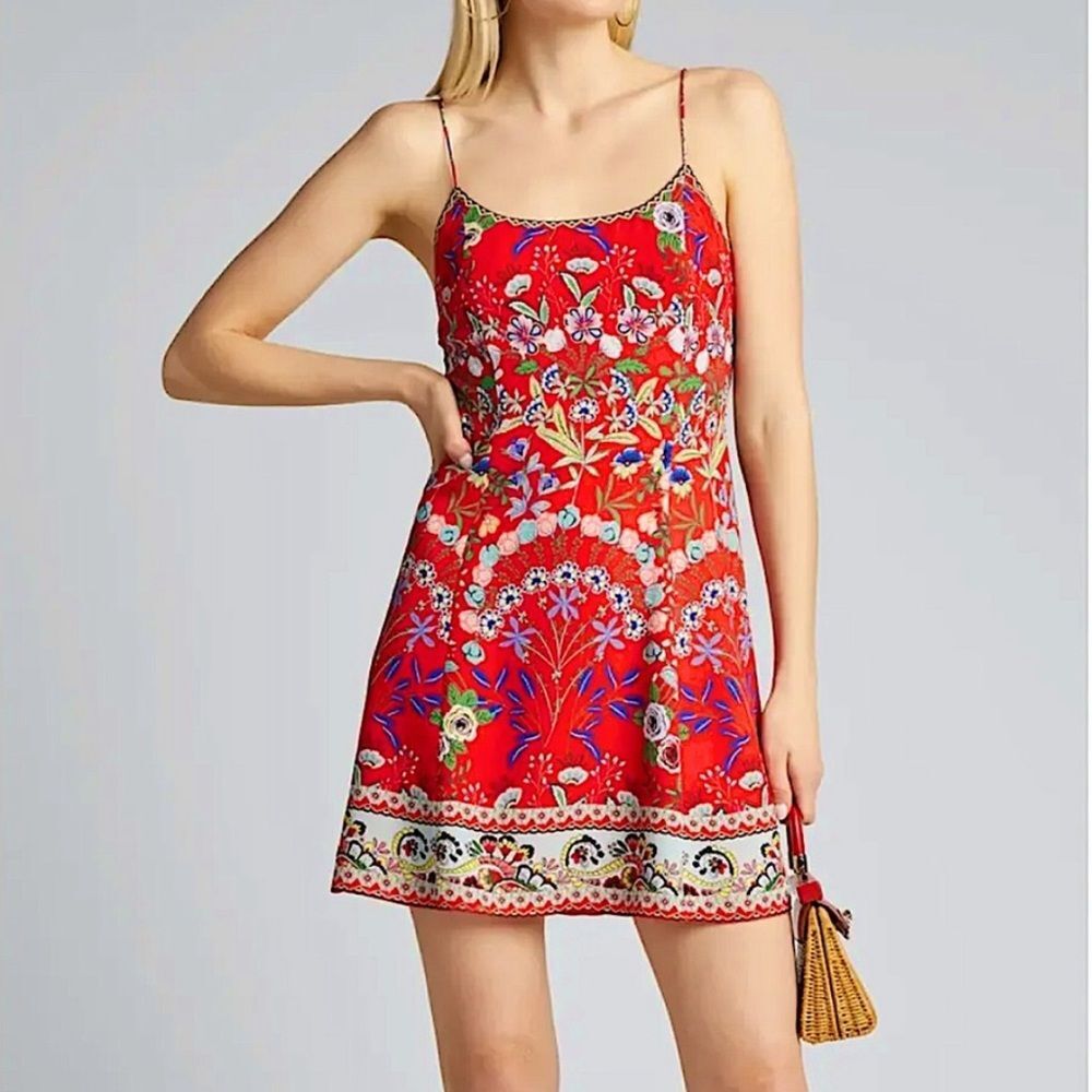 Alice + Olivia Ira Wildflower Poppy Mini Dress Red Floral Size 4